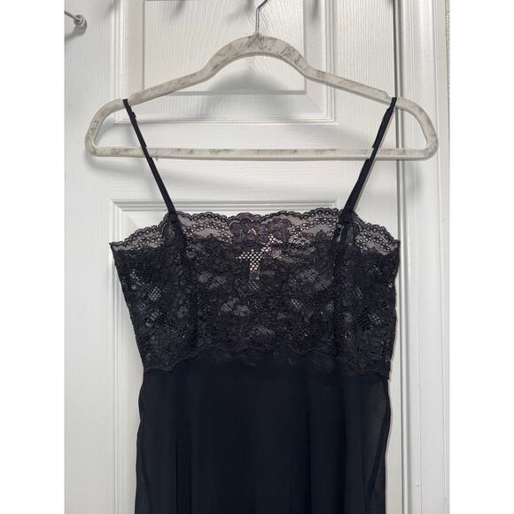 Vintage 90s Victoria's Secrete Black Lace Sheer Slip Maxi Dress Size Small - Picture 4 of 7